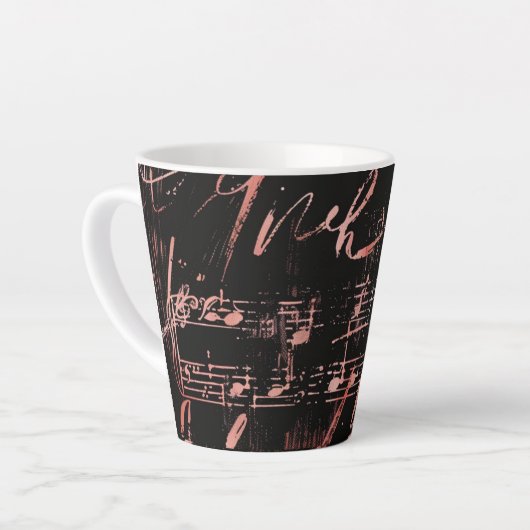 Notes de musique en or Rose Petite Mug en latte cé (Angle gauche)
