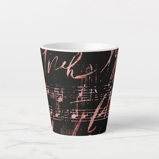 Notes de musique en or Rose Petite Mug en latte cé (Devant)