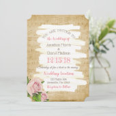 Notes de musique et roses roses roses Faire-part d (Debout devant)