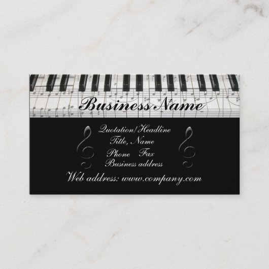Notes de musique G-Clef Carte de visite de clavier (Devant)