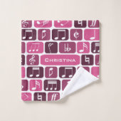 Notes de musique géométrique rose (Gant de toilette)