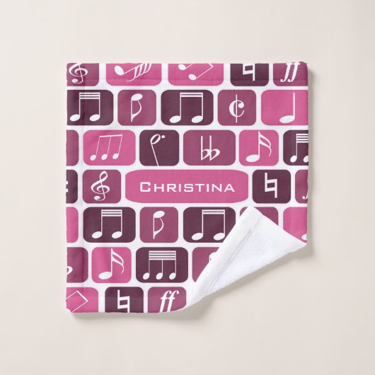 Notes de musique géométrique rose (Gant de toilette)