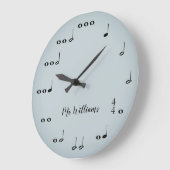 Notes de musique grise personnalisée Horloge ronde (Angle)