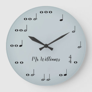 Notes de musique grise personnalisée Horloge ronde
