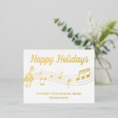 Notes de musique Happy Holidays Gold Foil Carte po (Debout devant)