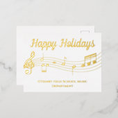 Notes de musique Happy Holidays Gold Foil Carte po (Recto/Verso)
