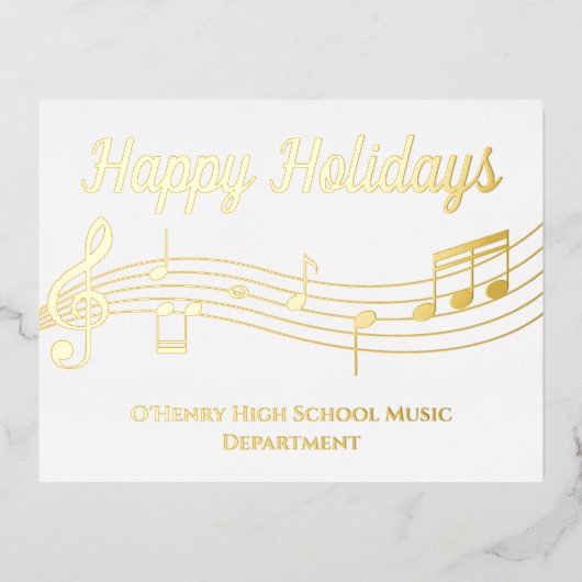 Notes de musique Happy Holidays Gold Foil Carte po (Recto)