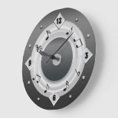 NOTES DE MUSIQUE HORLOGE ROND - TONS D'Argent (Angle)