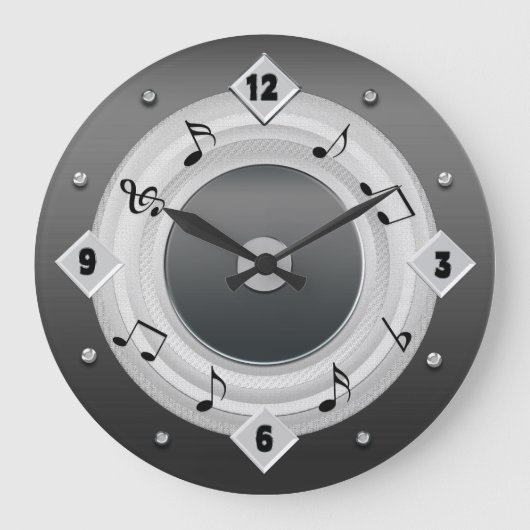 NOTES DE MUSIQUE HORLOGE ROND - TONS D'Argent (Recto)
