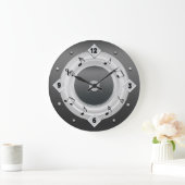 NOTES DE MUSIQUE HORLOGE ROND - TONS D'Argent (Maison)