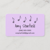 Notes de musique Lavender Cartes de visite (Devant)