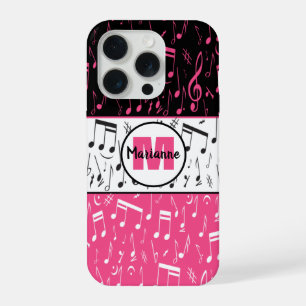 Notes de musique noir rose et blanc