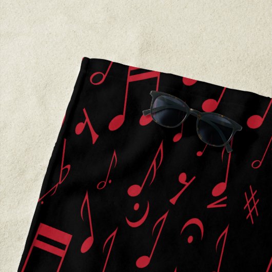 Notes de musique noir rouge et blanc serviette de (En situation)
