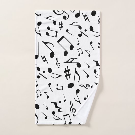 Notes de musique noire classique et simple sur le  (Serviette à main)