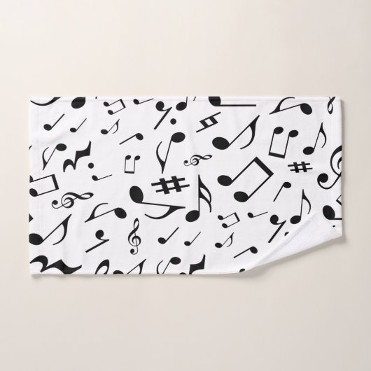 Notes de musique noire classique et simple sur le  (Serviette à main)