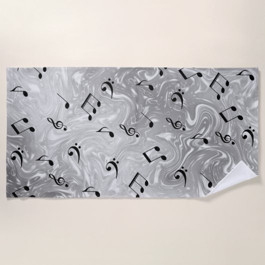 notes de musique noires dans serviette de plage ar (Devant)