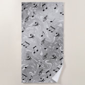 notes de musique noires dans serviette de plage ar (Devant)
