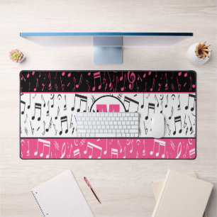Notes de musique rose et blanc noir