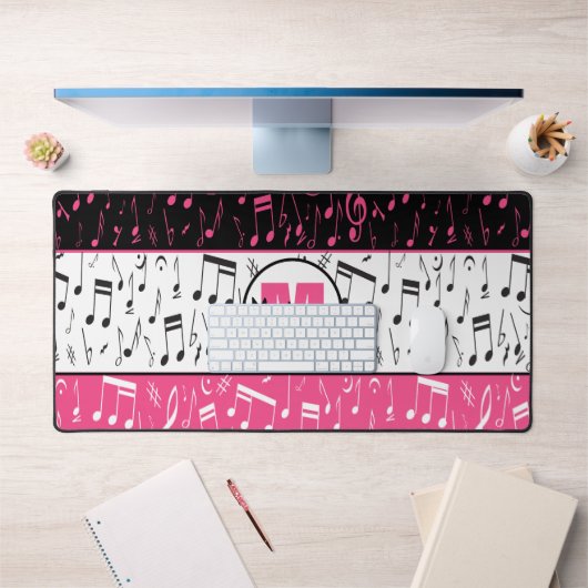 Notes de musique rose et blanc noir (Bureau 1)