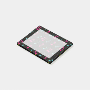 Notes de musique rose et sarcelle sur des Post-it®