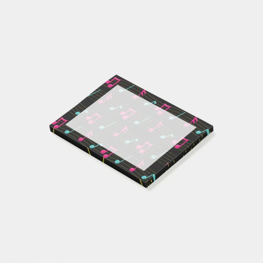 Notes de musique rose et sarcelle sur des Post-it® (Incliné)