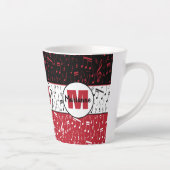 Notes de musique rouge et blanc noir latte mug (Droite)