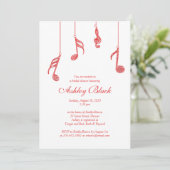 Notes de musique rouge simple Invitation de douche (Debout devant)