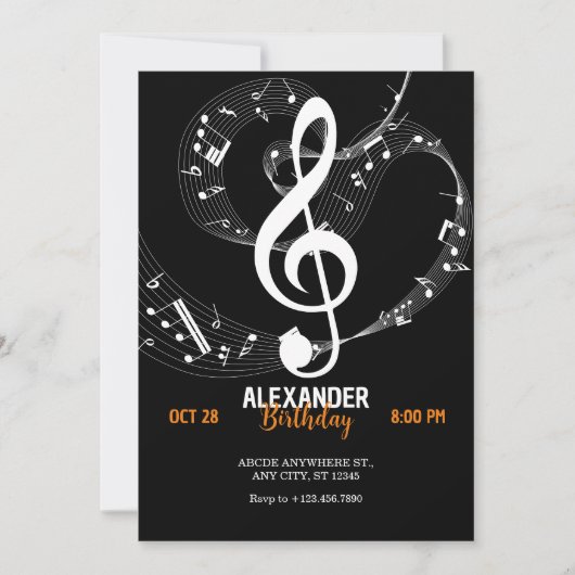 notes de musique symphonie  invitation (Devant)