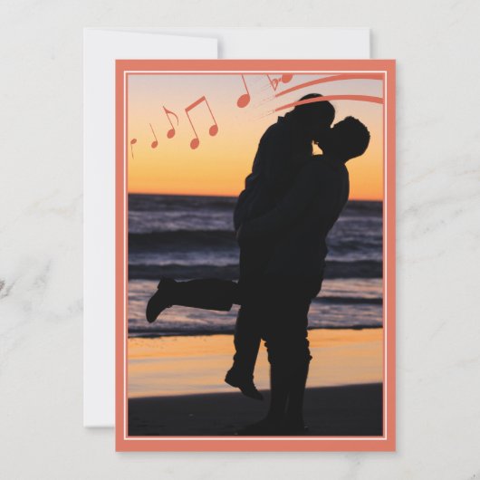 Notes de musique Terracotta Faire-part de mariage (Dos)