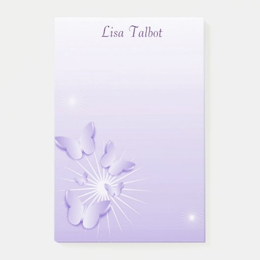 Notes de post-it assez pourpres de papillons (Devant)