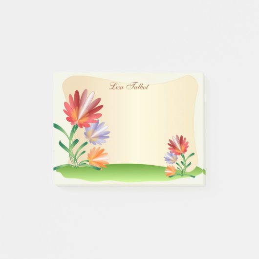 Notes de post-it colorées de fleurs (Devant)