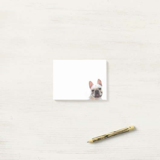 Notes de post-it de bouledogue français (Sur un bureau)