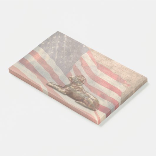 Notes de post-it de chien de drapeau américain (Incliné)
