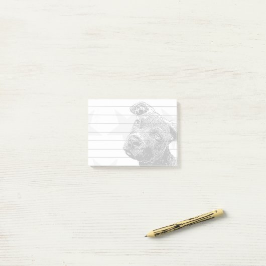 Notes de post-it de chiot de Pitbull (Sur un bureau)