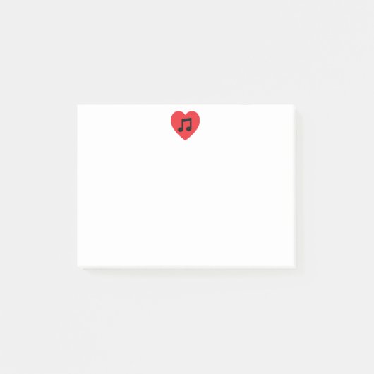 Notes de post-it de coeur de note de musique (Devant)
