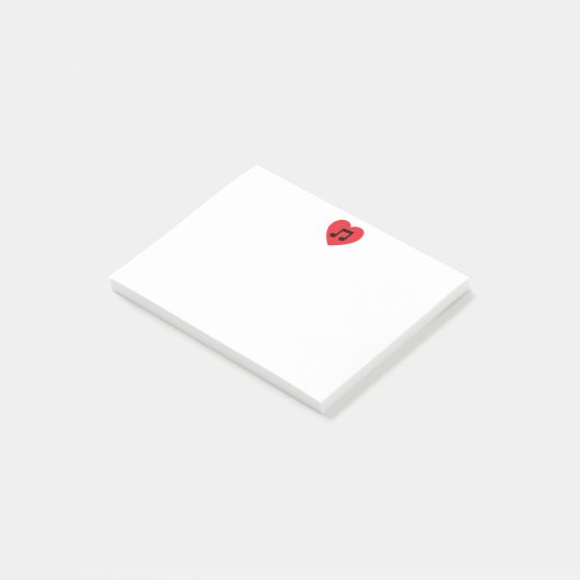 Notes de post-it de coeur de note de musique (Incliné)