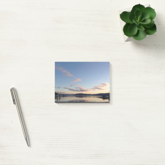 Notes de post-it de coucher du soleil de lac (Bureau)