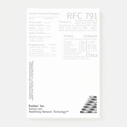 Notes de post-it de post-its de RFC 791 (Devant)