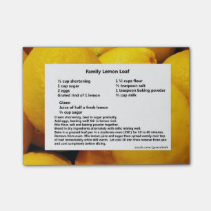 Notes de post-it de recette de pain de citron