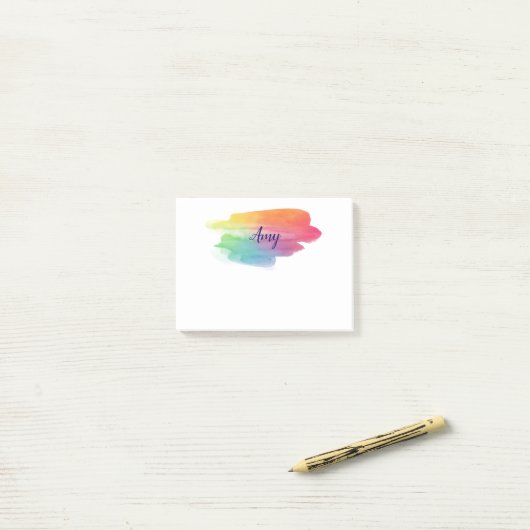 Notes de post-it de tache d'aquarelle (Sur un bureau)