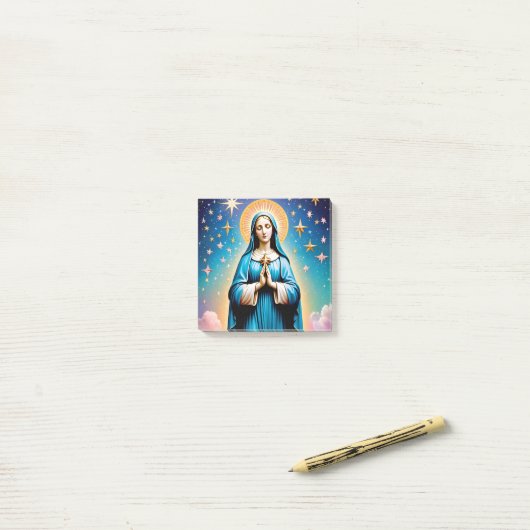 Notes de post-it de Virgin Mary (Sur un bureau)