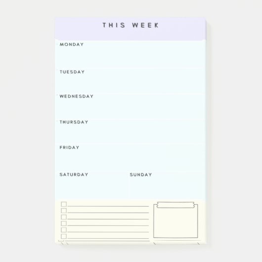 Notes de post-it du planificateur hebdomadaire à c (Devant)