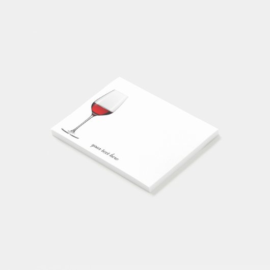 Notes de post-it en verre de vin rouge (Incliné)