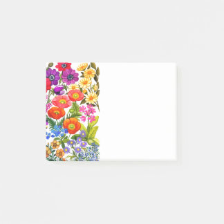 Notes de post-it florales de jardin d'aquarelle