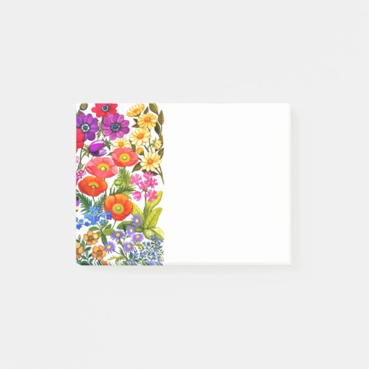 Notes de post-it florales de jardin d'aquarelle (Devant)