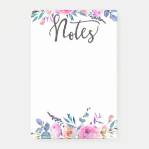 Notes de post-it florales de la note 4x6