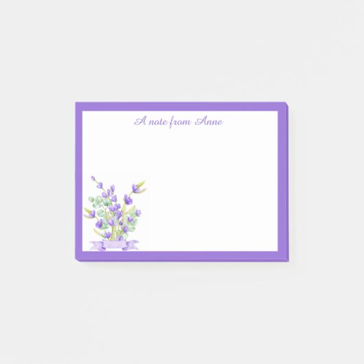 Notes de post-it florales de lavande violette pers (Devant)
