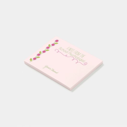 Notes de post-it florales de psychologue d'école (Incliné)