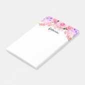 Notes de post-it florales de rose personnalisée (Incliné)