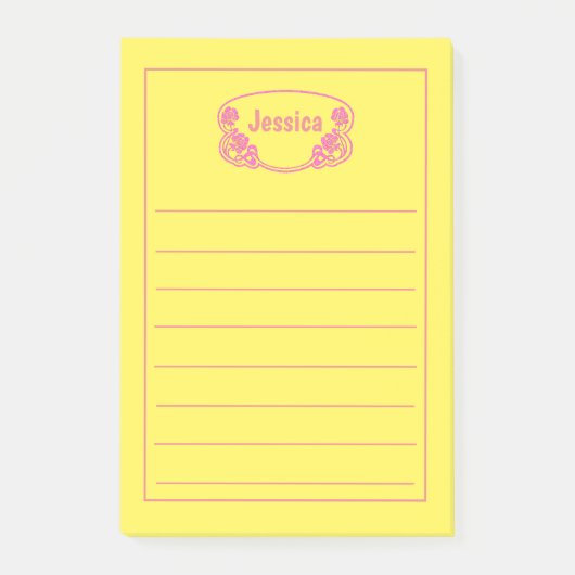 Notes de post-it graphiques encadrées en rose oran (Devant)